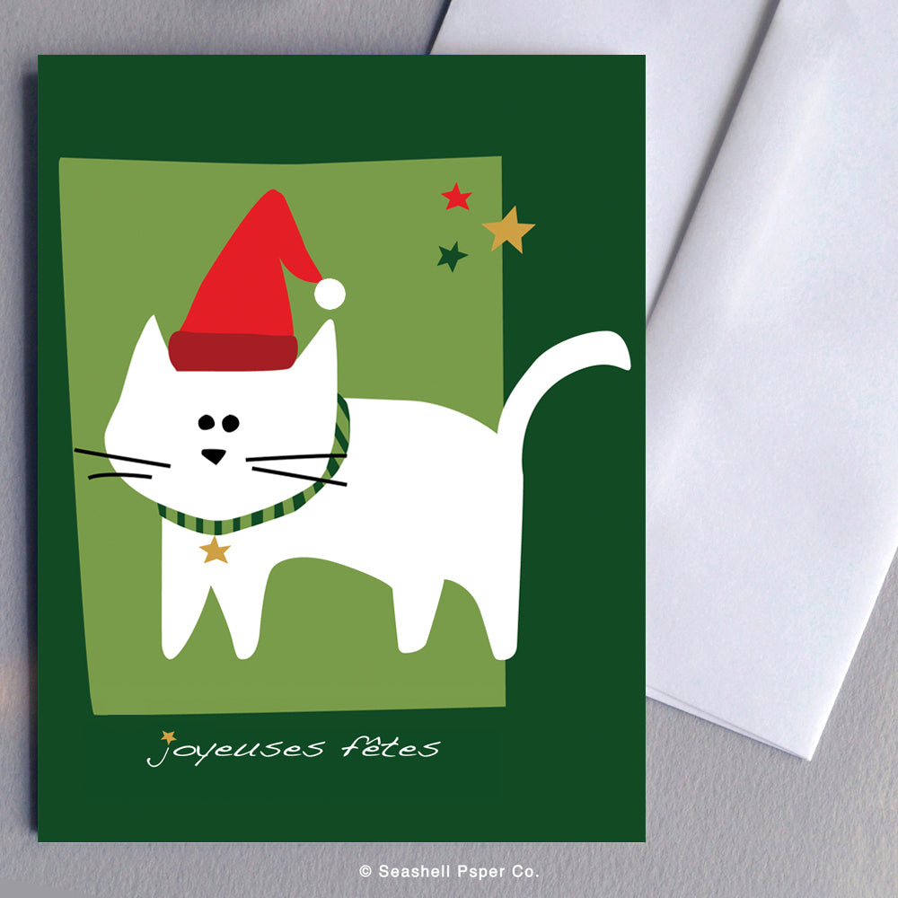 French Holiday Seasons Cat Card - seashell-paper-co