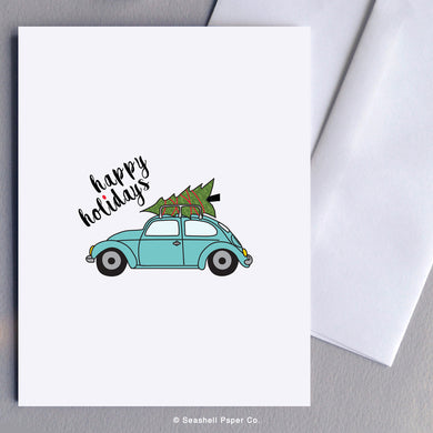 Holiday Season Beetle Bug with Christmas Tree Card - seashell-paper-co